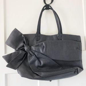 euc Valentino Garavani drk grey Betty Bow lrg  shoulder tote bag Rtl $1K
